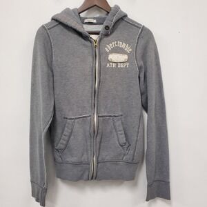 Abercrombie & Fitch Mens Y2K Puff Print Full Zip Hoodie Size XL Distress Muscle